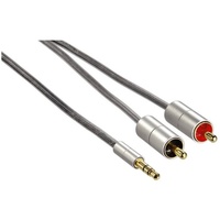 Hama Verbindungskabel AluLine 3,5-mm-Klinken-Stecker stereo - 2 Cinch-Stecker 2,0m