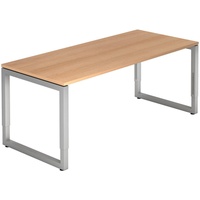 Hammerbacher RS19 höhenverstellbarer Schreibtisch eiche rechteckig, O-Fuß-Gestell silber 180,0