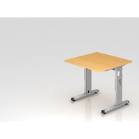 Hammerbacher höhenverstellbarer Schreibtisch buche quadratisch, C-Fuß-Gestell silber 80,0 x
