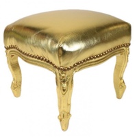 Casa Padrino Barock Fußhocker Gold Lederoptik / Gold -