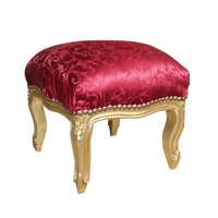 Casa Padrino Barock Fußhocker Bordeauxrot Muster / Gold -