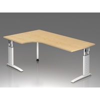 Hammerbacher Winkeltisch C-Fuß 200x120cm 90 Grad Ahorn/Weiß