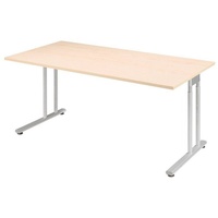Geramöbel Schreibtisch ahorn rechteckig, C-Fuß-Gestell silber 160,0 x 80,0