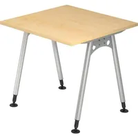 Hammerbacher Schreibtisch ahorn quadratisch, A-Fuß-Gestell silber 80,0 x 80,0