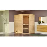 Weka Valida Eck 1 mit Glastür- Massivholzsauna 38 mm-Ganzglastür,