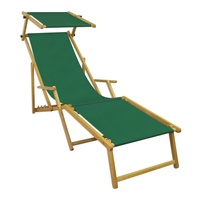Erst-Holz Gartenliege Sonnenliege grün Liegestuhl Fußteil Sonnendach Deckchair Holz