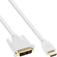 InLine HDMI-DVI Kabel, weiß / gold, HDMI Stecker auf