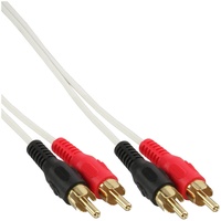 InLine Audiokabel 2x Cinch-Stecker/Stecker weiß / gold 2,0m (89938W)