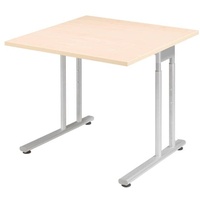 Geramöbel Flex Schreibtisch ahorn quadratisch, C-Fuß-Gestell silber 80,0 x