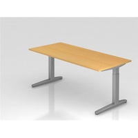 Hammerbacher VXB19 höhenverstellbarer Schreibtisch buche rechteckig, C-Fuß-Gestell silber 180,0