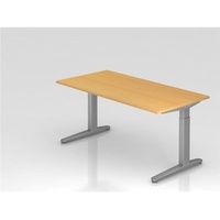 Hammerbacher VXB16 höhenverstellbarer Schreibtisch buche rechteckig, C-Fuß-Gestell silber 160,0
