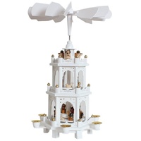 Brubaker Weihnachtspyramide Holzpyramide - Weiß - 3 Etagen -