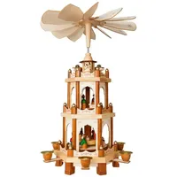 Brubaker Weihnachtspyramide Holzpyramide - Natur - 3 Etagen -