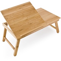 Relaxdays Betttablett mit Leseklappe Bambus