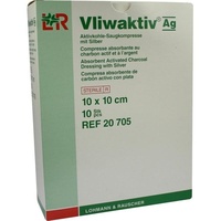 Lohmann & Rauscher Vliwaktiv AG 10x10cm Aktivkohle Saugkompr.m.Silber