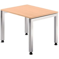 Hammerbacher Schreibtisch buche rechteckig, 4-Fuß-Gestell silber 80,0 x 80,0