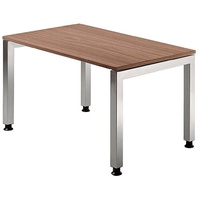 Hammerbacher JS12 höhenverstellbarer Schreibtisch nussbaum rechteckig, 4-Fuß-Gestell silber 120,0