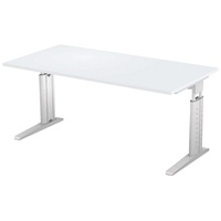 Hammerbacher US16 höhenverstellbarer Schreibtisch lichtgrau rechteckig, C-Fuß-Gestell silber 160,0