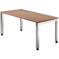 Hammerbacher höhenverstellbarer Schreibtisch nussbaum rechteckig, 4-Fuß-Gestell silber 160,0 x