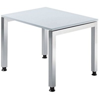 Hammerbacher Schreibtisch lichtgrau rechteckig, 4-Fuß-Gestell silber 80,0 x 80,0