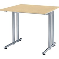 Hammerbacher Schreibtisch ahorn quadratisch, C-Fuß-Gestell silber 80,0 x 80,0