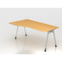 Hammerbacher AS18 höhenverstellbarer Schreibtisch buche Trapezform, A-Fuß-Gestell silber 180,0
