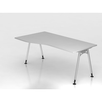 Hammerbacher AS18 höhenverstellbarer Schreibtisch lichtgrau Trapezform, A-Fuß-Gestell silber 180,0
