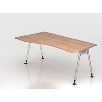 Hammerbacher AS18 höhenverstellbarer Schreibtisch nussbaum Trapezform, A-Fuß-Gestell silber 180,0