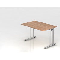 Hammerbacher Schreibtisch nussbaum rechteckig, C-Fuß-Gestell silber 120,0 x 80,0