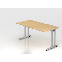 Hammerbacher Schreibtisch ahorn rechteckig, C-Fuß-Gestell silber 160,0 x 80,0