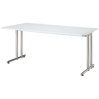 Hammerbacher Schreibtisch lichtgrau rechteckig, C-Fuß-Gestell silber 160,0 x 80,0
