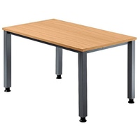 Hammerbacher Schreibtisch buche rechteckig, 4-Fuß-Gestell silber 120,0 x 80,0