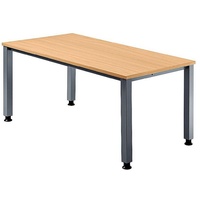 Hammerbacher Schreibtisch buche rechteckig, 4-Fuß-Gestell silber 160,0 x 80,0