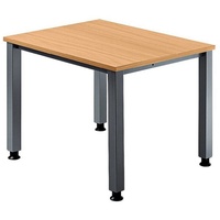 Hammerbacher Schreibtisch buche quadratisch, 4-Fuß-Gestell silber 80,0 x 80,0
