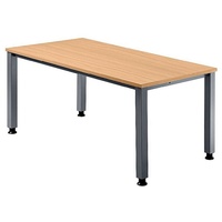 Hammerbacher Schreibtisch buche rechteckig, 4-Fuß-Gestell silber 180,0 x 80,0