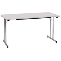 Sodematub Mehrzwecktisch lichtgrau rechteckig, Vierkantrohr silber, 160,0 x 80,0