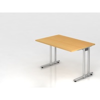 Hammerbacher Schreibtisch buche rechteckig, C-Fuß-Gestell silber 120,0 x 80,0