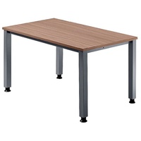 Hammerbacher höhenverstellbarer Schreibtisch nussbaum rechteckig, 4-Fuß-Gestell silber 120,0 x
