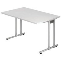 Hammerbacher Schreibtisch weiß rechteckig, C-Fuß-Gestell silber 120,0 x 80,0