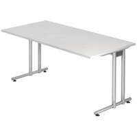 Hammerbacher Schreibtisch weiß rechteckig, C-Fuß-Gestell silber 160,0 x 80,0