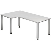 Hammerbacher QS82 höhenverstellbarer Schreibtisch weiß L-Form, 5-Fuß-Gestell silber 200,0