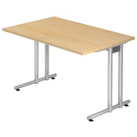 Hammerbacher Schreibtisch ahorn rechteckig, C-Fuß-Gestell silber 120,0 x 80,0