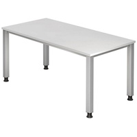 Hammerbacher Schreibtisch weiß rechteckig, 4-Fuß-Gestell silber 160,0 x 80,0