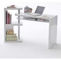 MCA Furniture Eckschreibtisch Schreibtisch weiß Hochglanz und Chrom Arbeitstisch