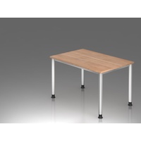 Hammerbacher höhenverstellbarer Schreibtisch nussbaum rechteckig, 4-Fuß-Gestell silber 120,0 x