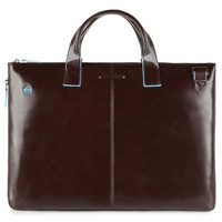 Piquadro Blue Square Slim Computer Briefcase Mogano