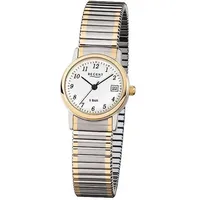REGENT Damenarmbanduhr F-889 Edelstahl Zugband goldplattiert bicolor