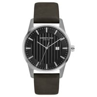 Kenneth Cole New York Herren-Armbanduhr, Quarz Edelstahl mit Leder