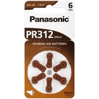 Panasonic Hörgeräte Batterien PR312 (6 Stk., A312, 170 mAh),