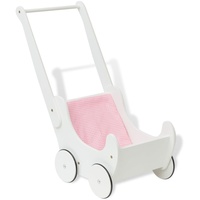 VidaXL Holz-Puppenwagen weiß/rosa